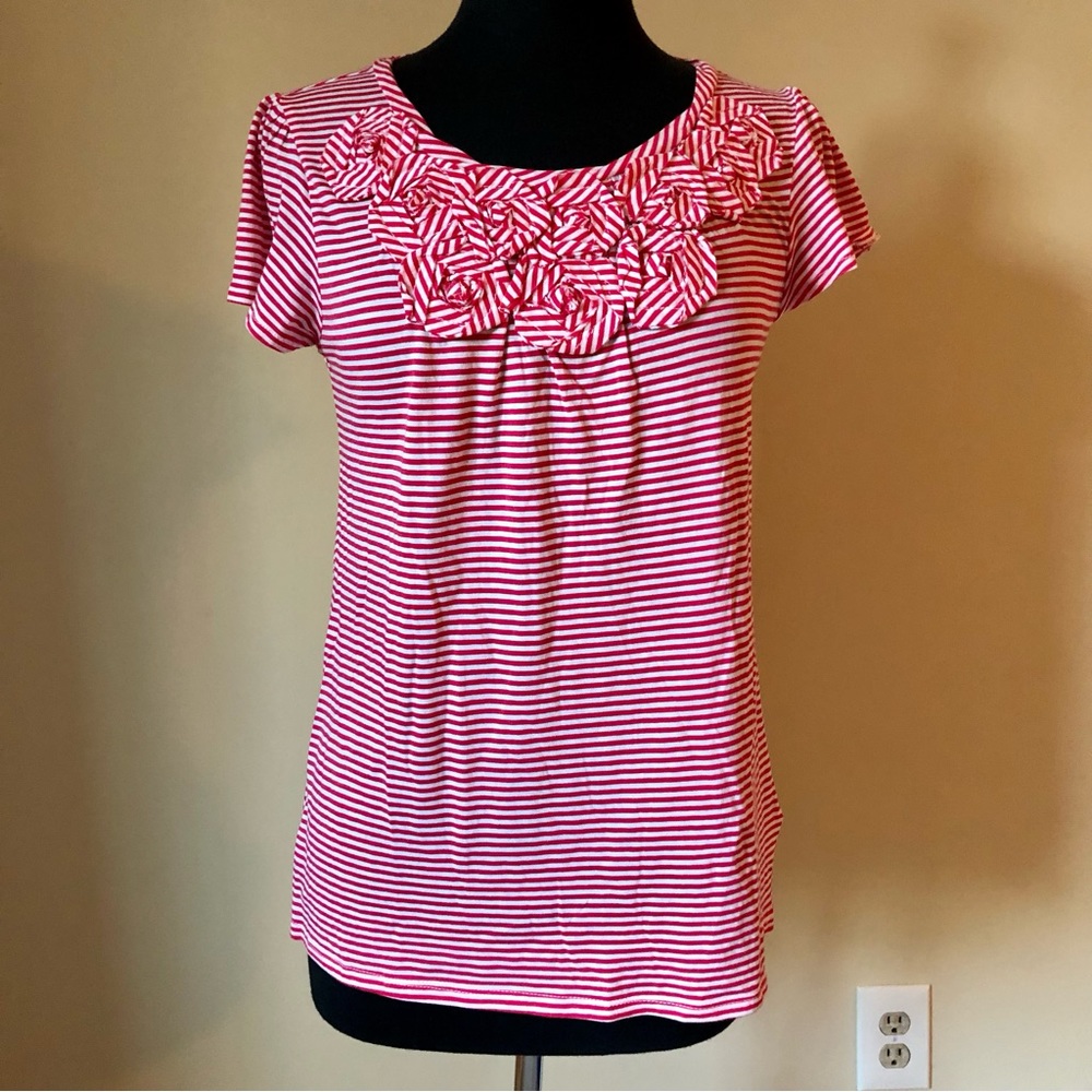 Elle striped flower embellished top